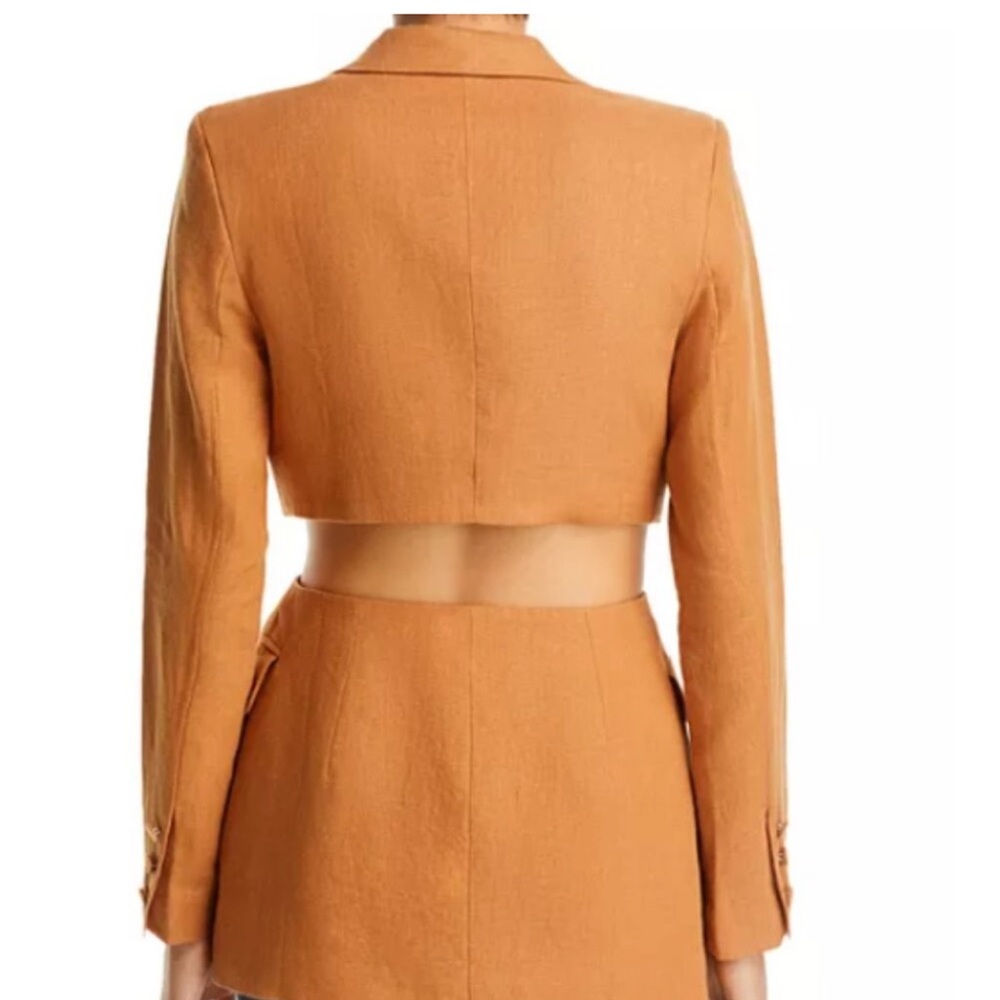 Bardot Domenica Linen Cotton Cut Out long Blazer orange camel Brown 59249JB - Picture 2 of 5